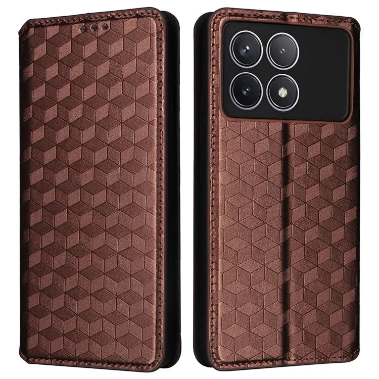 For Xiaomi Redmi K70 5G / K70 Pro 5G Leather Case Rhombus Pattern Flip Wallet Cover