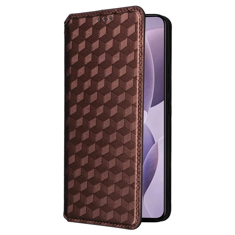 For Xiaomi Redmi K70 5G / K70 Pro 5G Leather Case Rhombus Pattern Flip Wallet Cover
