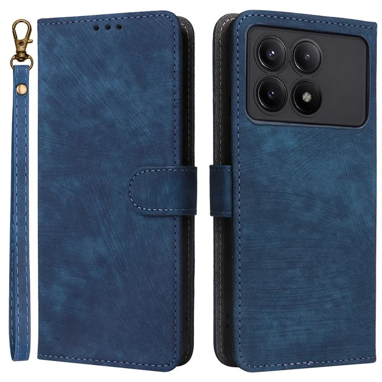 For Xiaomi Redmi K70E 5G / Poco X6 Pro 5G Wallet Case RFID Blocking Phone Cover with Hand Strap