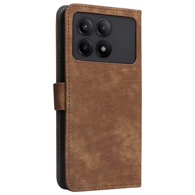 For Xiaomi Redmi K70E 5G / Poco X6 Pro 5G Wallet Case RFID Blocking Phone Cover with Hand Strap