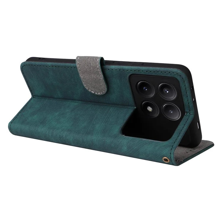 For Xiaomi Redmi K70E 5G / Poco X6 Pro 5G Wallet Case RFID Blocking Phone Cover with Hand Strap