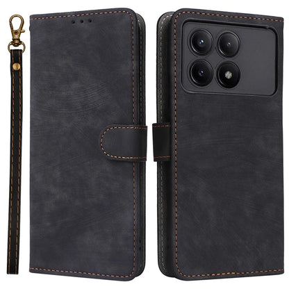 For Xiaomi Redmi K70E 5G / Poco X6 Pro 5G Wallet Case RFID Blocking Phone Cover with Hand Strap