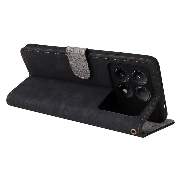 For Xiaomi Redmi K70E 5G / Poco X6 Pro 5G Wallet Case RFID Blocking Phone Cover with Hand Strap