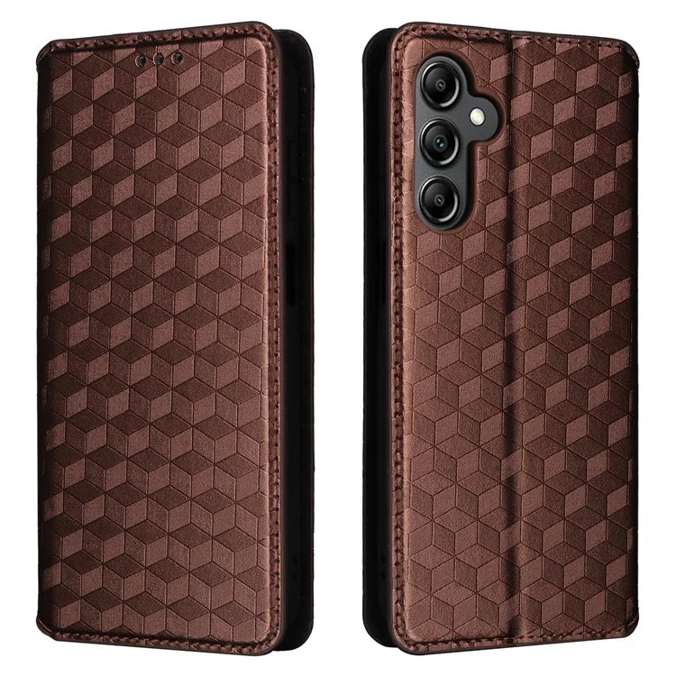 For Samsung Galaxy A15 4G / 5G Leather Case Phone Wallet Cover Rhombus Pattern