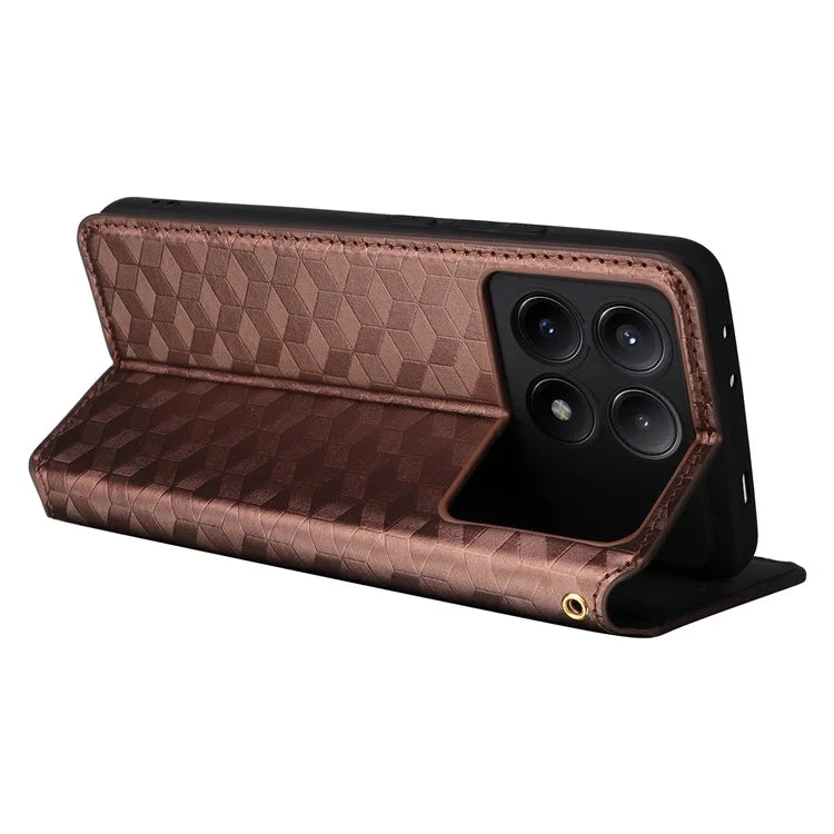 For Xiaomi Redmi K70E 5G / Poco X6 Pro 5G Case Rhombus Pattern Leather Cover