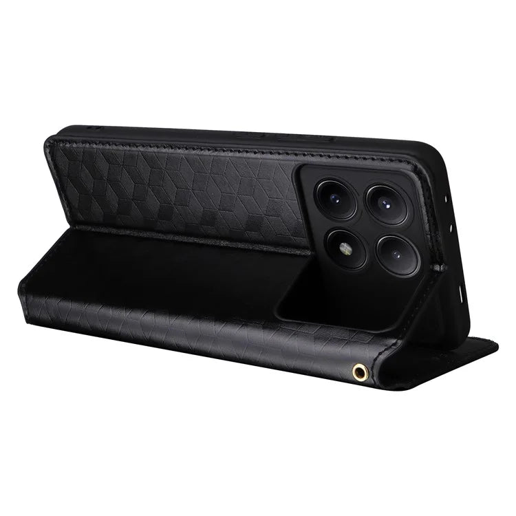 For Xiaomi Redmi K70E 5G / Poco X6 Pro 5G Case Rhombus Pattern Leather Cover