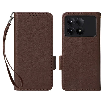 For Xiaomi Redmi K70E 5G / Poco X6 Pro 5G Leather Case with Strap Wallet Phone Cover