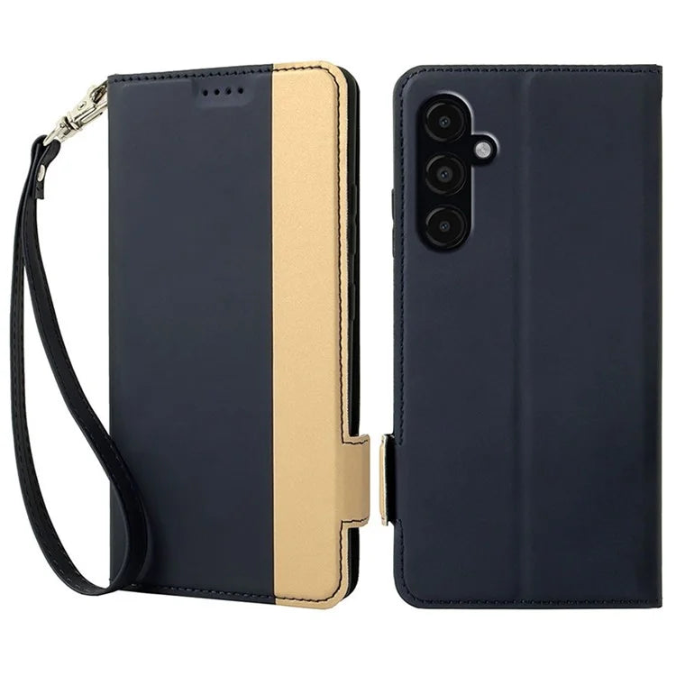 For Samsung Galaxy S24 Card Slot PU Leather Phone Case Flip Stand Contrast Color Phone Cover