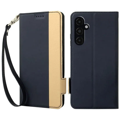 For Samsung Galaxy S24 Card Slot PU Leather Phone Case Flip Stand Contrast Color Phone Cover
