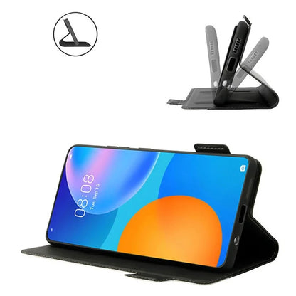 For Samsung Galaxy S24 Card Slot PU Leather Phone Case Flip Stand Contrast Color Phone Cover