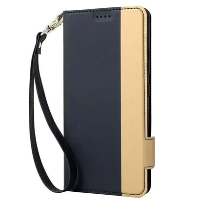 For Samsung Galaxy S24 Card Slot PU Leather Phone Case Flip Stand Contrast Color Phone Cover