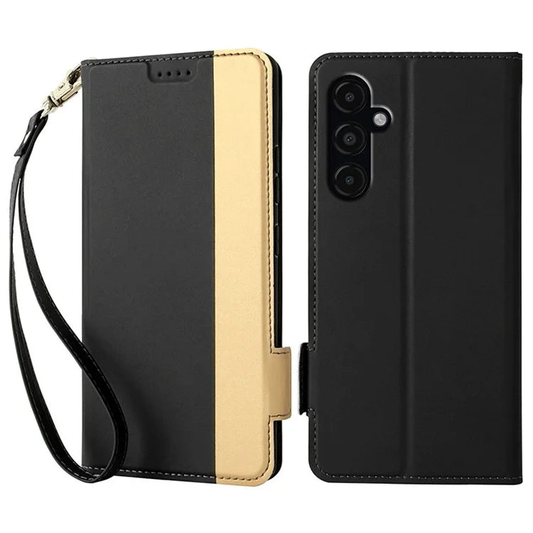 For Samsung Galaxy S24 Card Slot PU Leather Phone Case Flip Stand Contrast Color Phone Cover