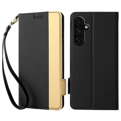 For Samsung Galaxy S24 Card Slot PU Leather Phone Case Flip Stand Contrast Color Phone Cover