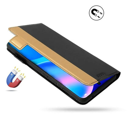 For Samsung Galaxy S24 Card Slot PU Leather Phone Case Flip Stand Contrast Color Phone Cover