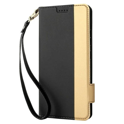 For Samsung Galaxy S24 Card Slot PU Leather Phone Case Flip Stand Contrast Color Phone Cover
