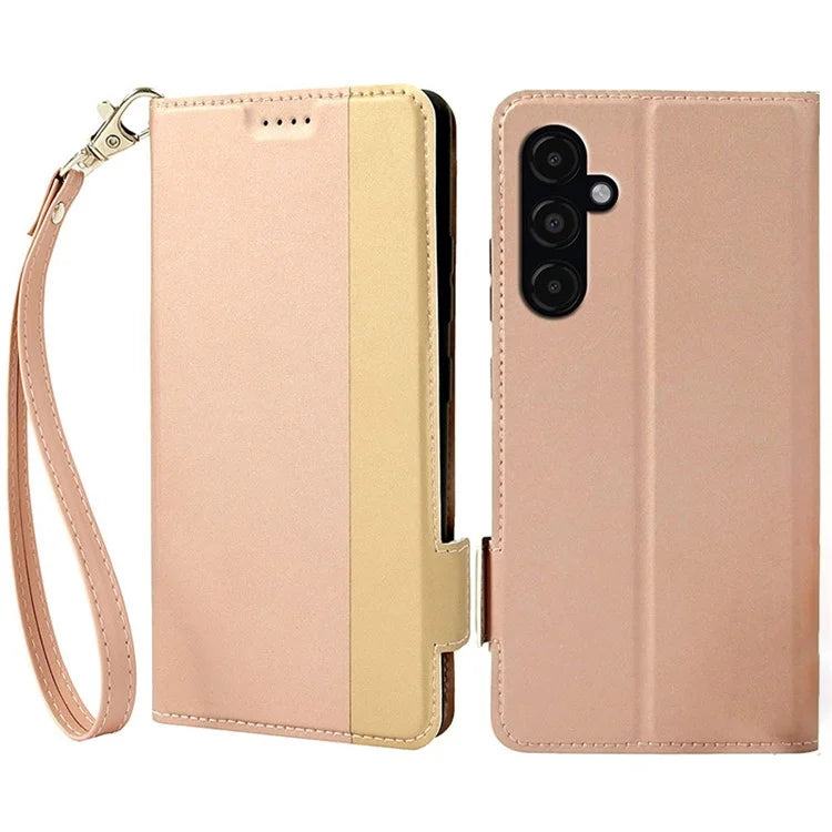 For Samsung Galaxy S24 Card Slot PU Leather Phone Case Flip Stand Contrast Color Phone Cover
