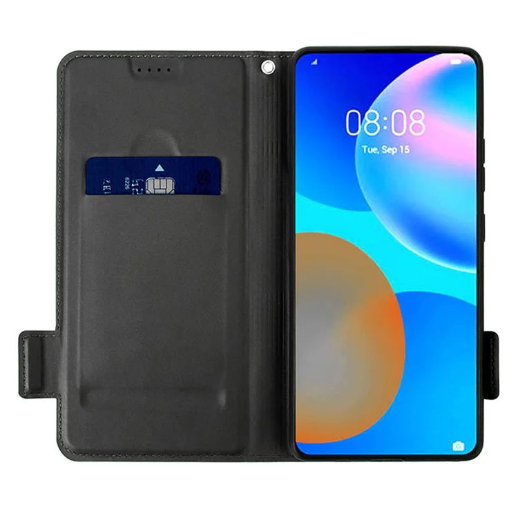 For Samsung Galaxy S24 Card Slot PU Leather Phone Case Flip Stand Contrast Color Phone Cover