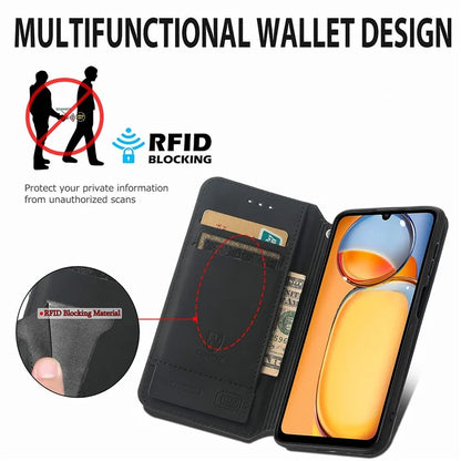 CASENEO 001 Series for Xiaomi Redmi 13C 4G / Poco C65 4G Case Leather RFID Blocking Cover