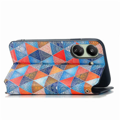 CASENEO 001 Series for Xiaomi Redmi 13C 4G / Poco C65 4G Case Leather RFID Blocking Cover  /  Mandala