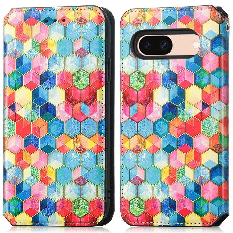 CASENEO 001 Series for Google Pixel 8a Cell Phone Case Pattern RFID Blocking Cover