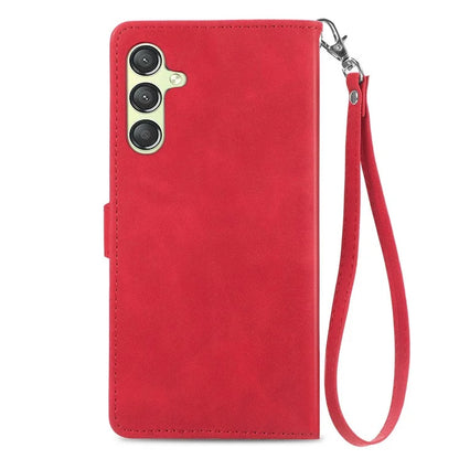 For Samsung Galaxy A25 5G (Global) (161.0 x 76.5 x 8.3mm) Zipper Pocket Case Flower Imprinted Phone Cover