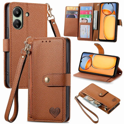 For Xiaomi Redmi 13C 4G / Poco C65 4G Cell Phone Case RFID Blocking Zipper Wallet Cover