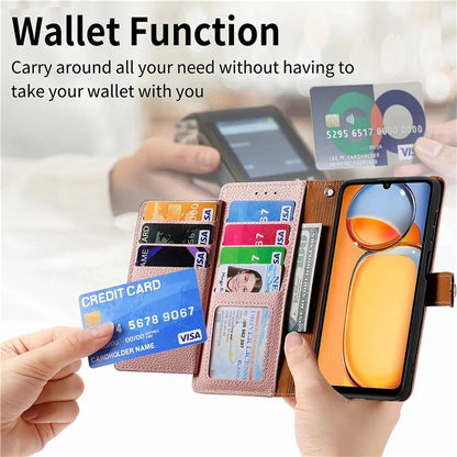 For Xiaomi Redmi 13C 4G / Poco C65 4G Cell Phone Case RFID Blocking Zipper Wallet Cover