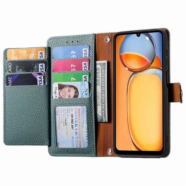 For Xiaomi Redmi 13C 4G / Poco C65 4G Cell Phone Case RFID Blocking Zipper Wallet Cover