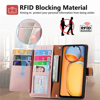 For Xiaomi Redmi 13C 4G / Poco C65 4G Cell Phone Case RFID Blocking Zipper Wallet Cover