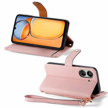 For Xiaomi Redmi 13C 4G / Poco C65 4G Cell Phone Case RFID Blocking Zipper Wallet Cover