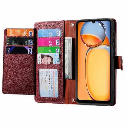 For Xiaomi Redmi 13C 4G / Poco C65 4G Cell Phone Case RFID Blocking Zipper Wallet Cover