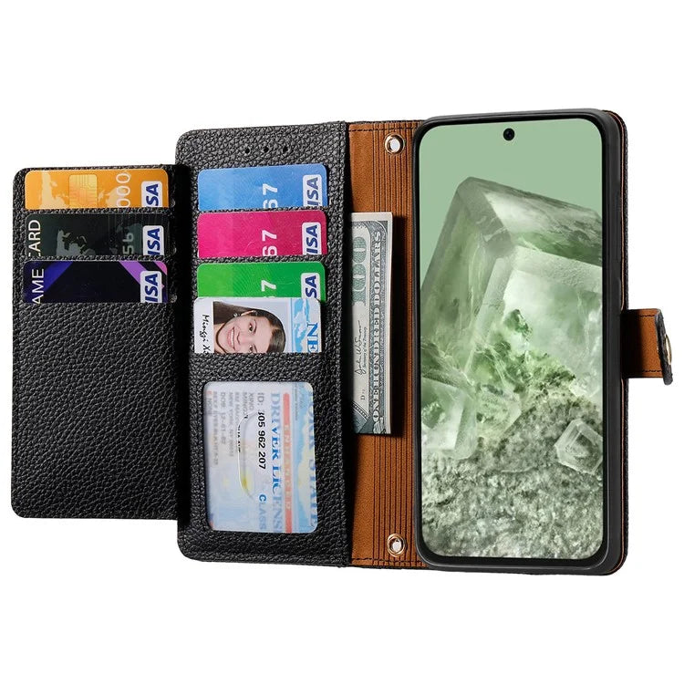 For Google Pixel 8a Case RFID Blocking Card Holder Phone Cover with Hand Strap