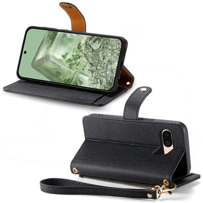 For Google Pixel 8a Case RFID Blocking Card Holder Phone Cover with Hand Strap