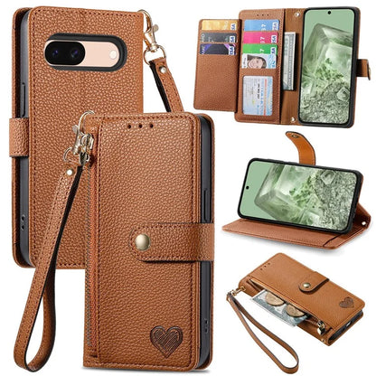 For Google Pixel 8a Case RFID Blocking Card Holder Phone Cover with Hand Strap