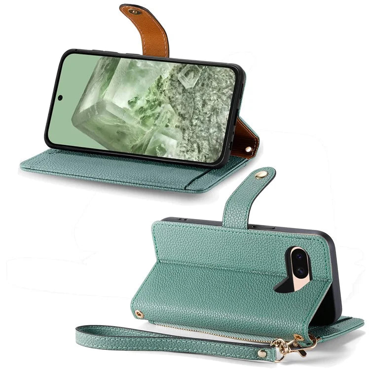 For Google Pixel 8a Case RFID Blocking Card Holder Phone Cover with Hand Strap