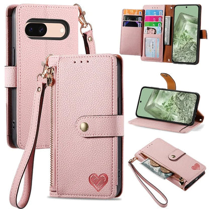 For Google Pixel 8a Case RFID Blocking Card Holder Phone Cover with Hand Strap