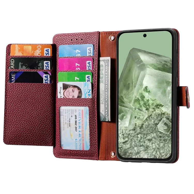 For Google Pixel 8a Case RFID Blocking Card Holder Phone Cover with Hand Strap
