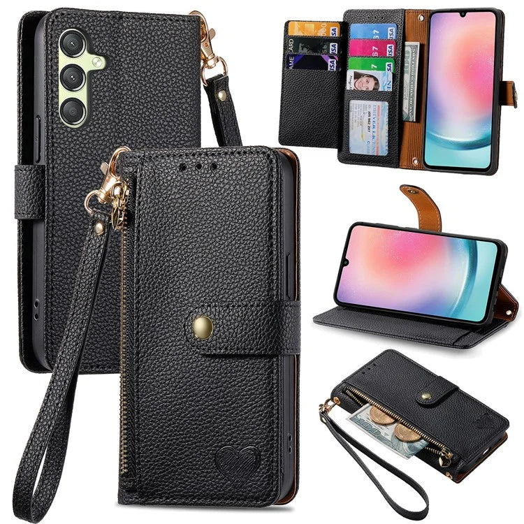 For Samsung Galaxy A25 5G (Global) (161.0 x 76.5 x 8.3mm) Case Leather RFID Blocking Phone Cover