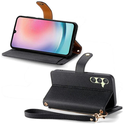 For Samsung Galaxy A25 5G (Global) (161.0 x 76.5 x 8.3mm) Case Leather RFID Blocking Phone Cover