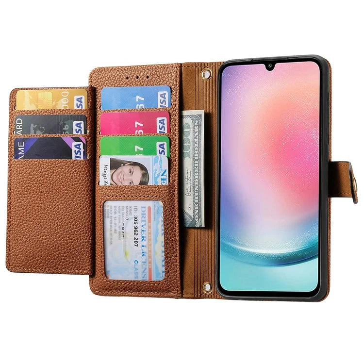 For Samsung Galaxy A25 5G (Global) (161.0 x 76.5 x 8.3mm) Case Leather RFID Blocking Phone Cover