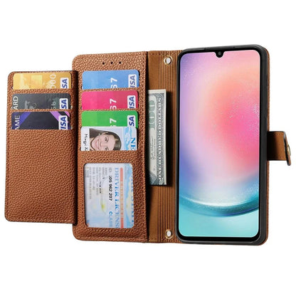For Samsung Galaxy A25 5G (Global) (161.0 x 76.5 x 8.3mm) Case Leather RFID Blocking Phone Cover