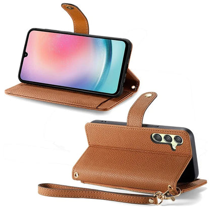 For Samsung Galaxy A25 5G (Global) (161.0 x 76.5 x 8.3mm) Case Leather RFID Blocking Phone Cover