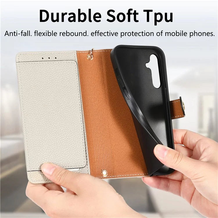 For Samsung Galaxy A25 5G (Global) (161.0 x 76.5 x 8.3mm) Case Leather RFID Blocking Phone Cover