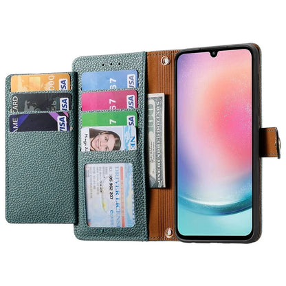 For Samsung Galaxy A25 5G (Global) (161.0 x 76.5 x 8.3mm) Case Leather RFID Blocking Phone Cover