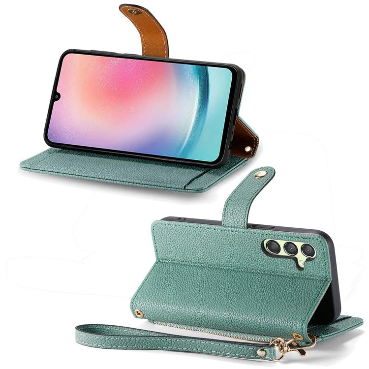 For Samsung Galaxy A25 5G (Global) (161.0 x 76.5 x 8.3mm) Case Leather RFID Blocking Phone Cover