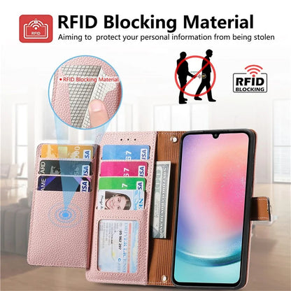 For Samsung Galaxy A25 5G (Global) (161.0 x 76.5 x 8.3mm) Case Leather RFID Blocking Phone Cover