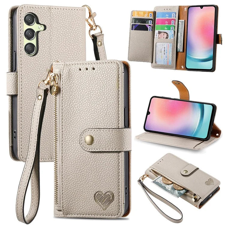 For Samsung Galaxy A25 5G (Global) (161.0 x 76.5 x 8.3mm) Case Leather RFID Blocking Phone Cover