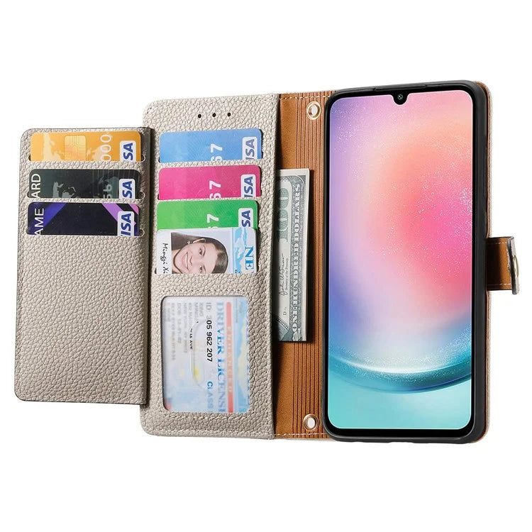 For Samsung Galaxy A25 5G (Global) (161.0 x 76.5 x 8.3mm) Case Leather RFID Blocking Phone Cover
