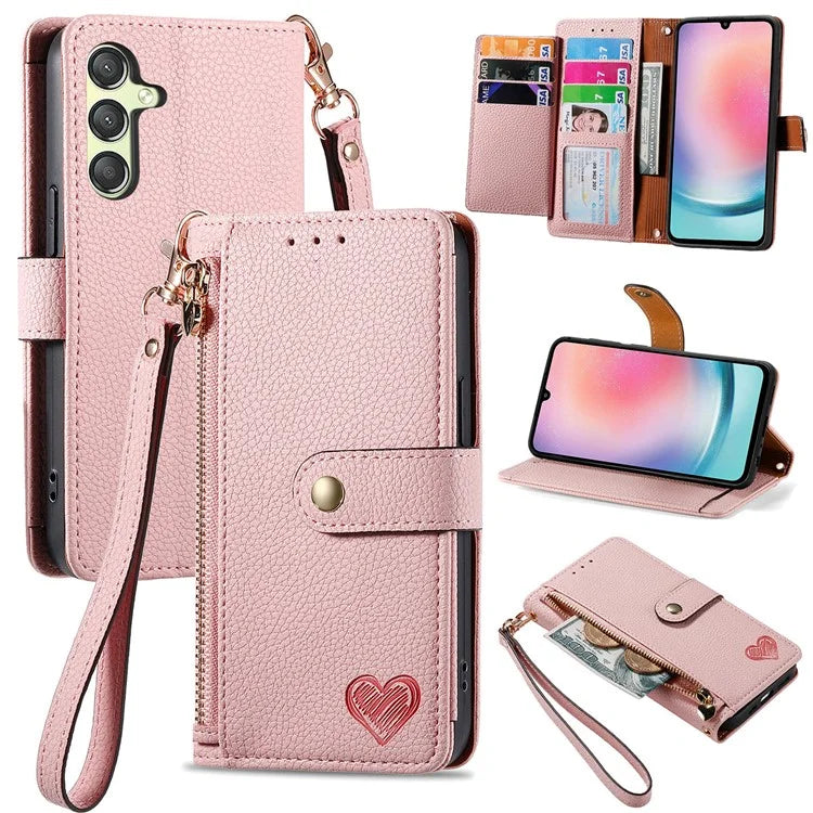 For Samsung Galaxy A25 5G (Global) (161.0 x 76.5 x 8.3mm) Case Leather RFID Blocking Phone Cover