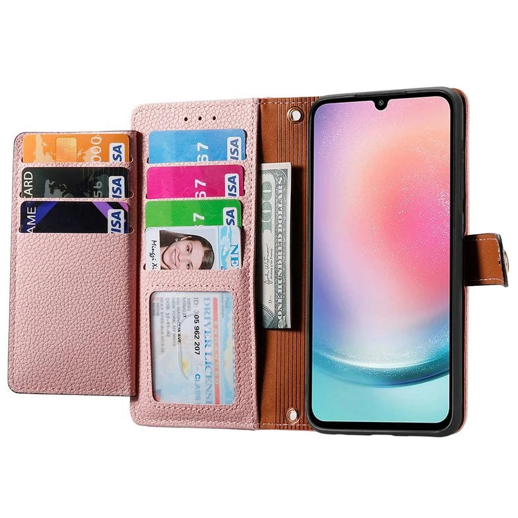 For Samsung Galaxy A25 5G (Global) (161.0 x 76.5 x 8.3mm) Case Leather RFID Blocking Phone Cover